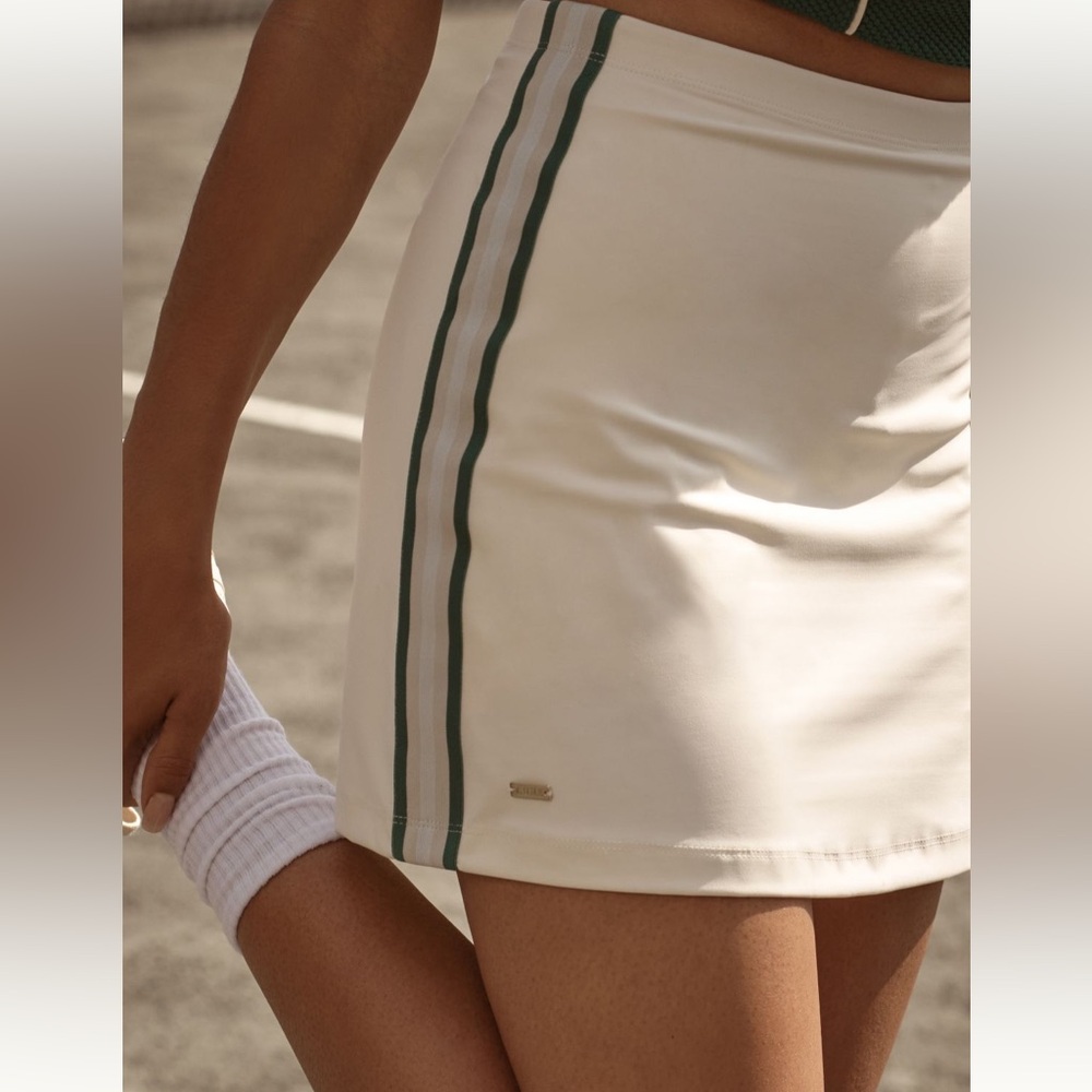NWT Anthropologie Lune Active River Lift Striped Mini Skirt in Cream - Picture 3 of 9
